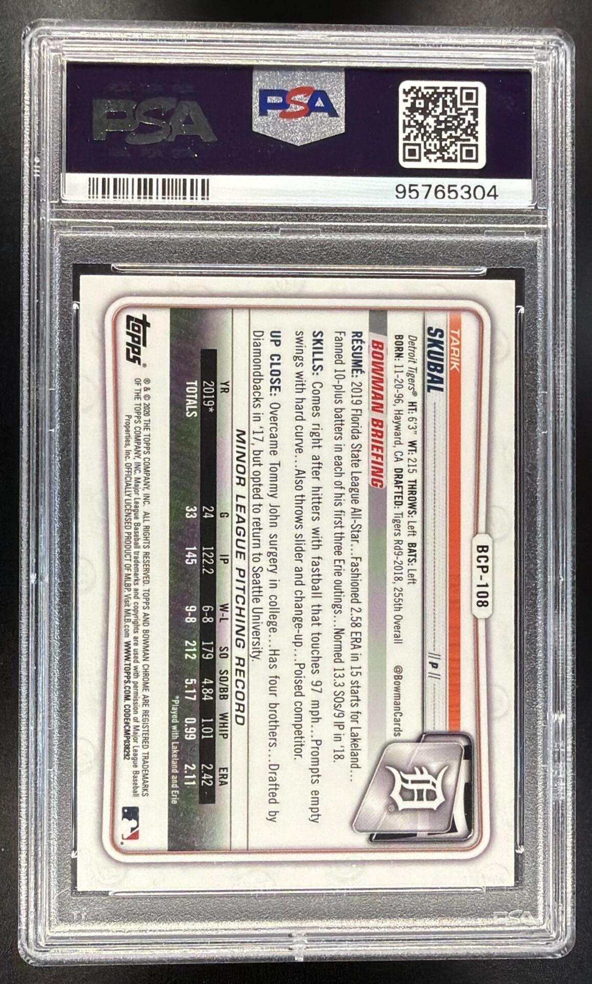 2020 Bowman Tarik Skubal #BCP-108 Chrome Prospects PSA 10