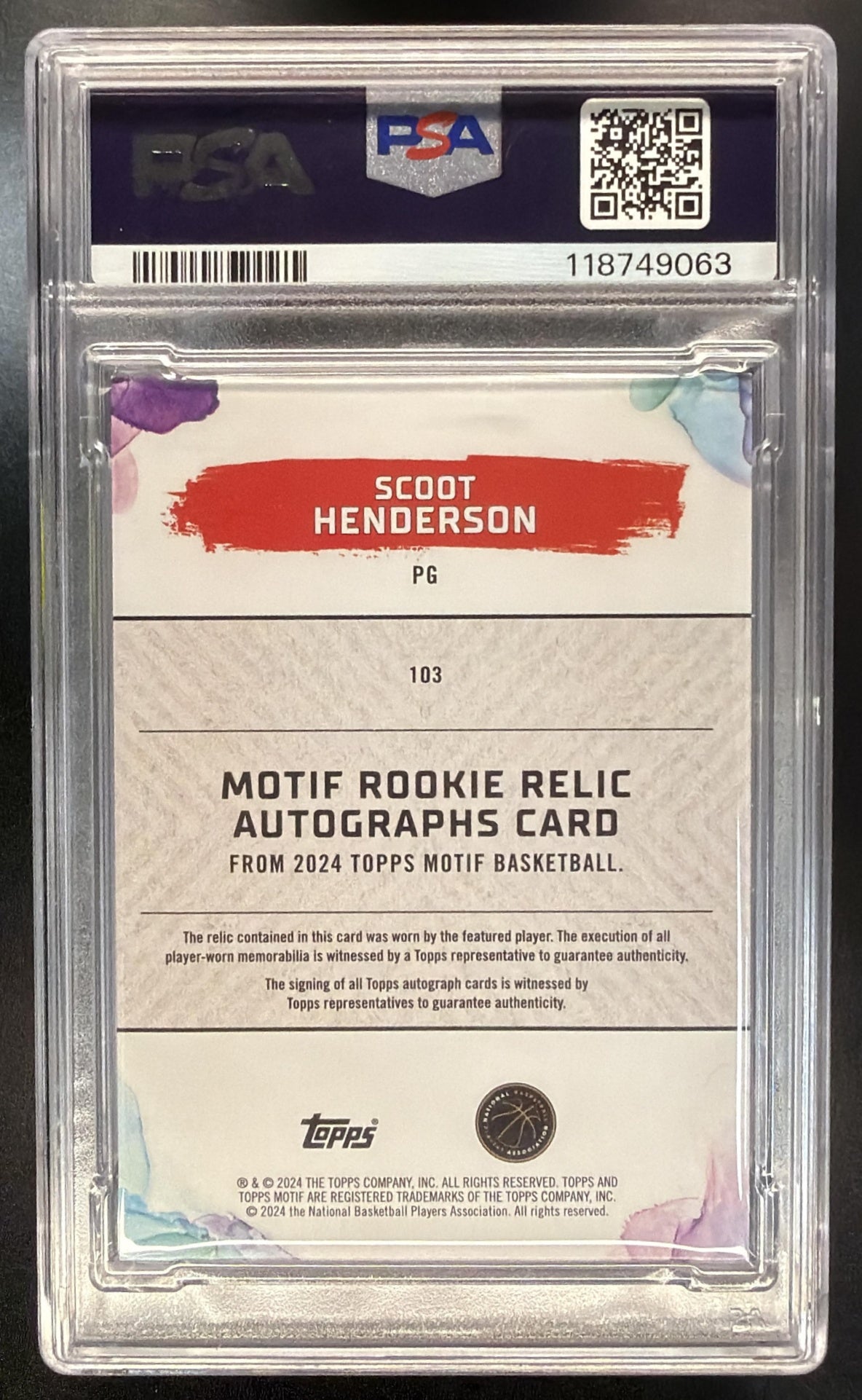 2023 Topps Motif Scoot Henderson #103 Rookie Triple Relic Auto Ultramarine Blue 21/35 RC PSA 9