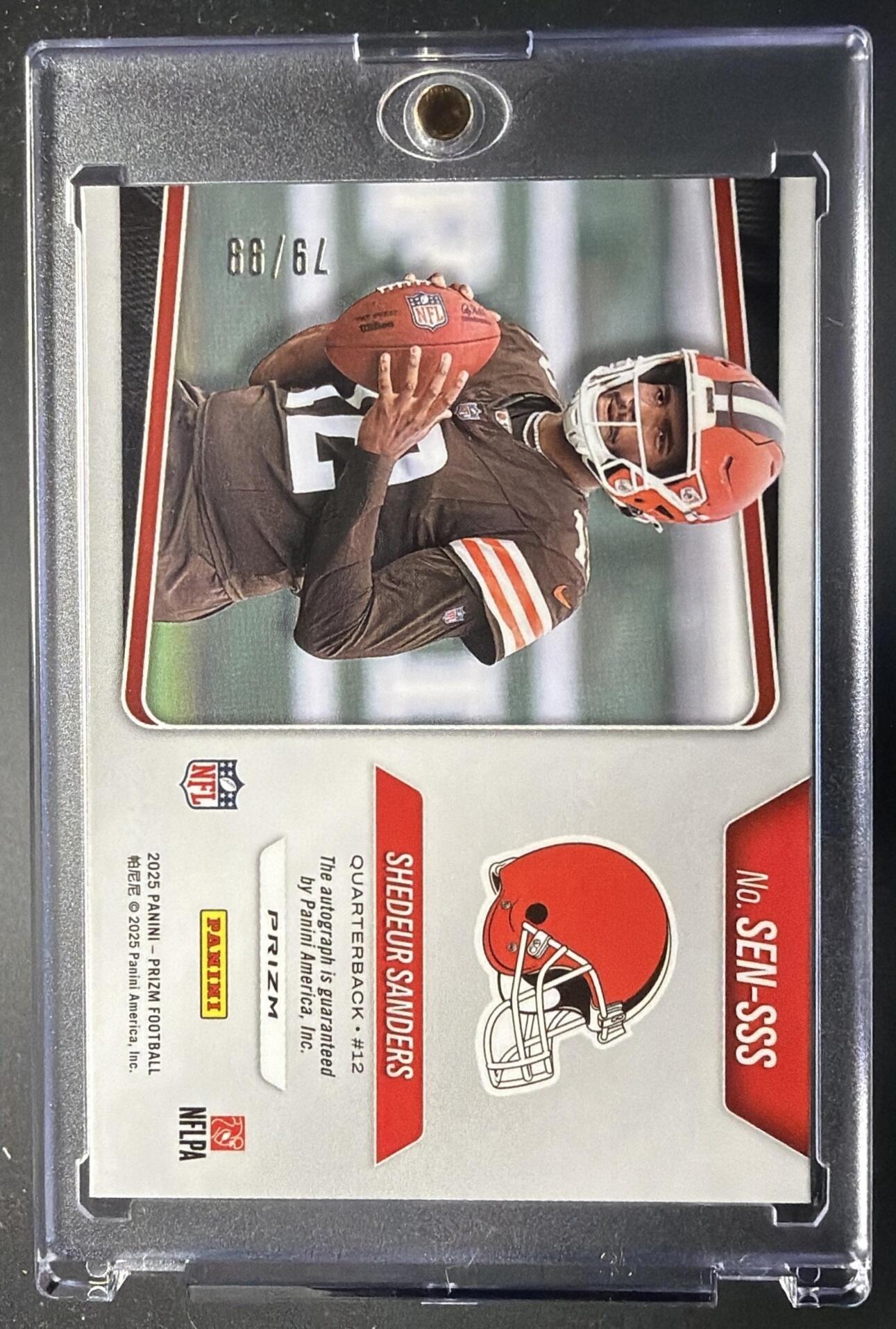 2025 Panini Prizm Shedeur Sanders #SEN-SSS Sensational Signatures Blue Ice /99 RC Auto