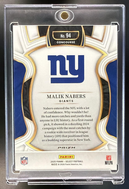 2025 Panini Select Malik Nabers #94 Zebra Shock
