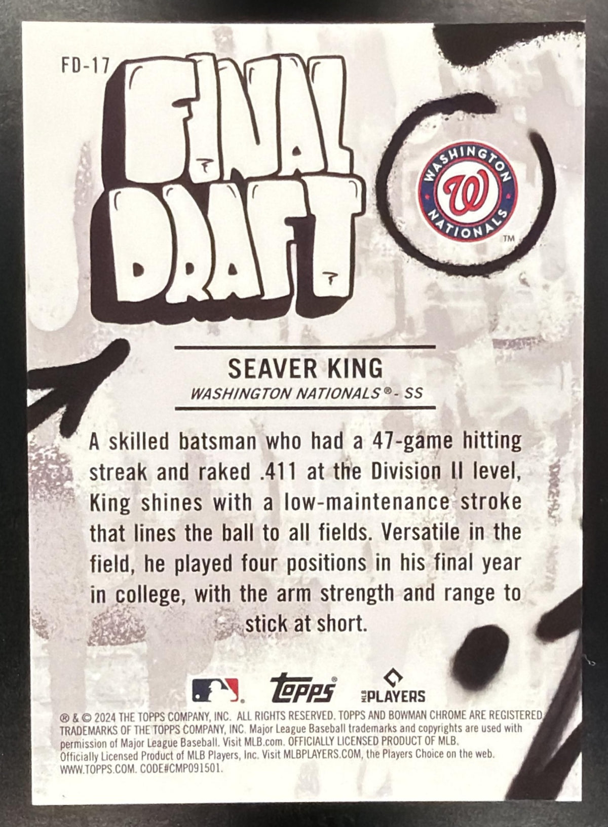 2024 Bowman Draft Seaver King #FD-17 Final