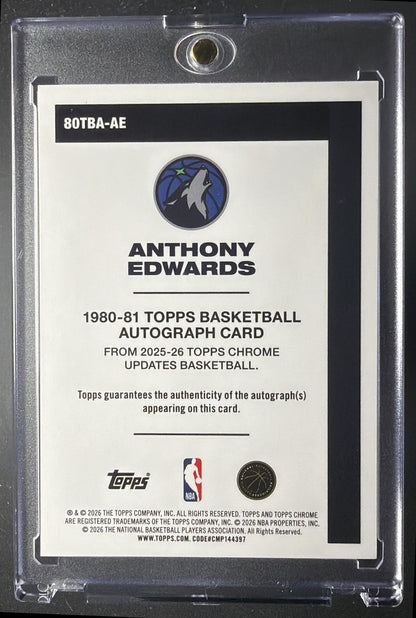2025 Topps Chrome Update Anthony Edwards #80TBA-AE 1980-81 Auto Gold Geometric Refractor /50 SSP