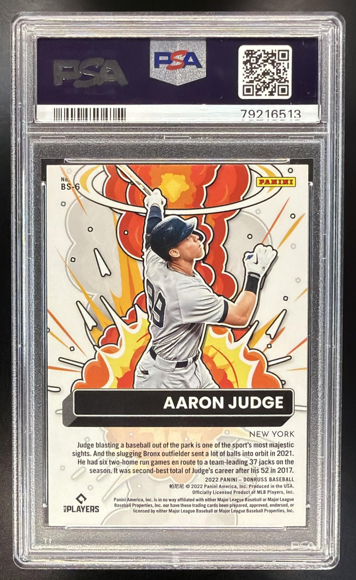 2022 Panini Donruss Aaron Judge #BS-6 Bomb Squad Rapture PSA 10