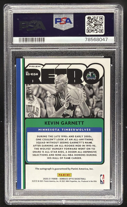 2020 Panini Donruss Optic Kevin Garnett #RS-KGN Retro Gold /10 Auto PSA 10