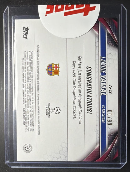 2023 Topps UEFA Club Competitions Lamine Yamal #A-LY Auto Blue Icy Foilboard /99