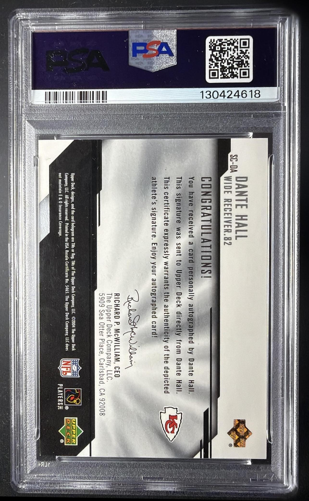 2004 Upper Deck Diamond Pro Sigs Dante Hall #SC-DA Platinum /10 Auto PSA 9