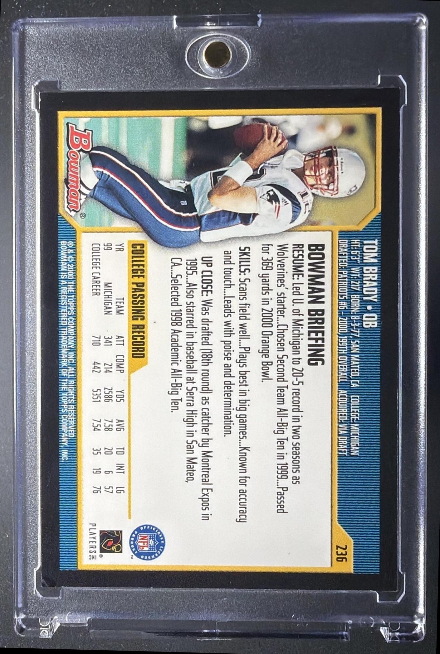 2000 Bowman Tom Brady #236 RC DMG LOOK