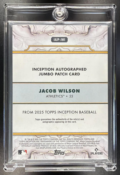 2025 Topps Inception Jacob Wilson #IAJP-JWI Auto Jumbo Patch Gold 25/50 RC