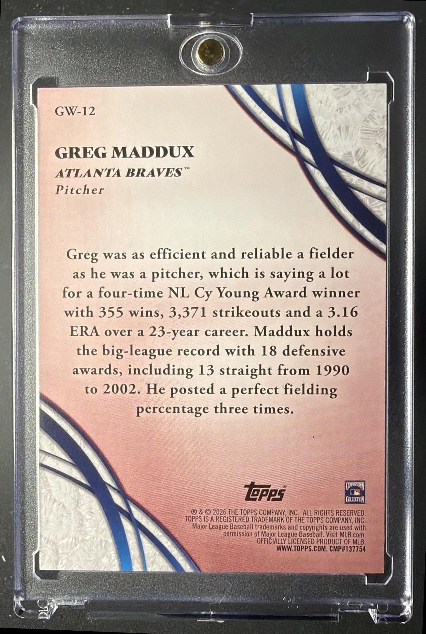 2026 Topps Series 2 Greg Maddux #GW-12 Glove Work Red Foil /5