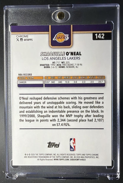 2025 Topps Chrome Update Shaquille O'Neal #142 True Orange Refractor /25