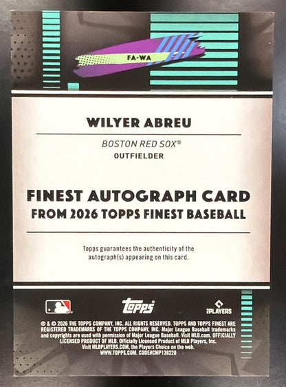 2026 Topps Finest Wilyer Abreu #FA-WA Auto Red Geometric Refractor 2/5