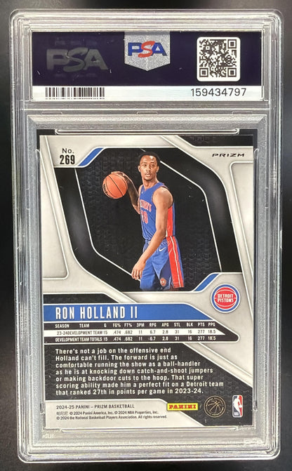 2024-25 Panini Prizm Ron Holland II #269 White Sparkle SP RC PSA 9