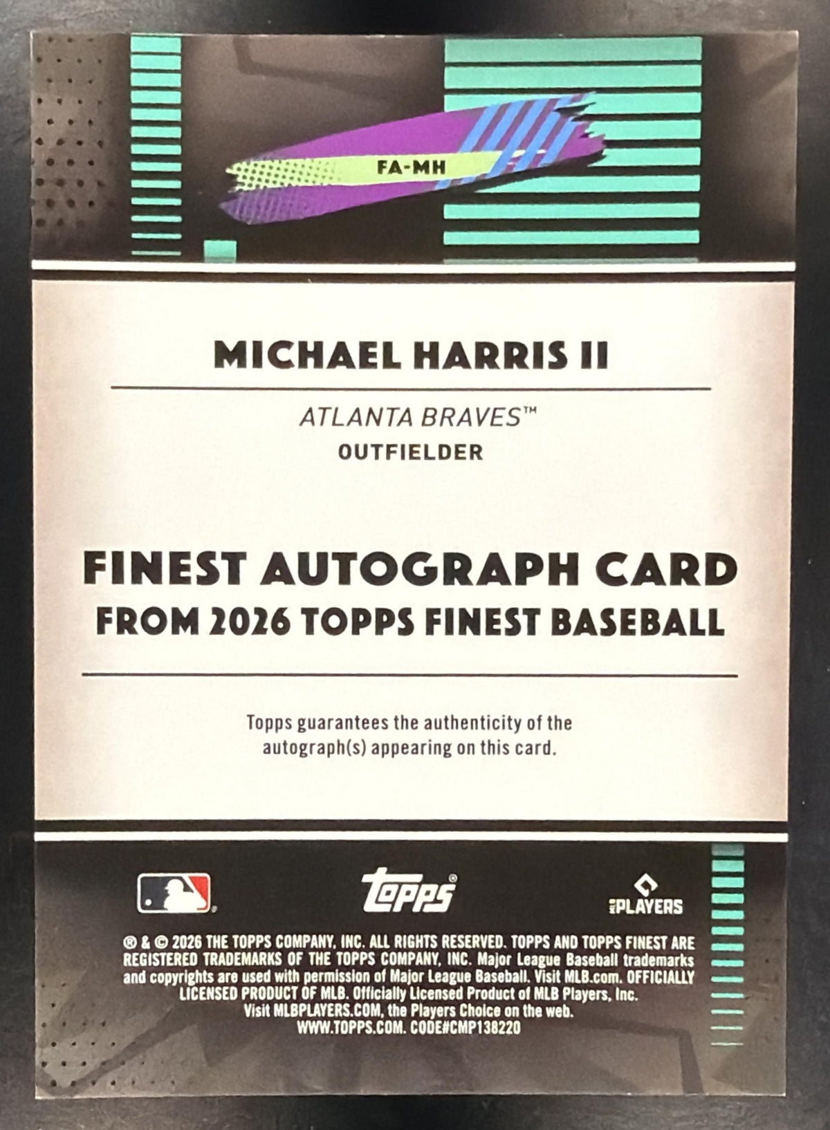 2026 Topps Finest Baseball Michael Harris II #FA-MH Orange Geometric Auto 19/25