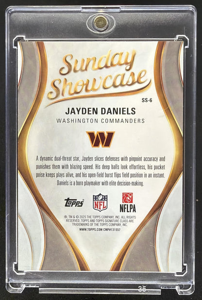 2025 Topps Signature Class Jayden Daniels #SS-6 Sunday Showcase Orange Foil /50