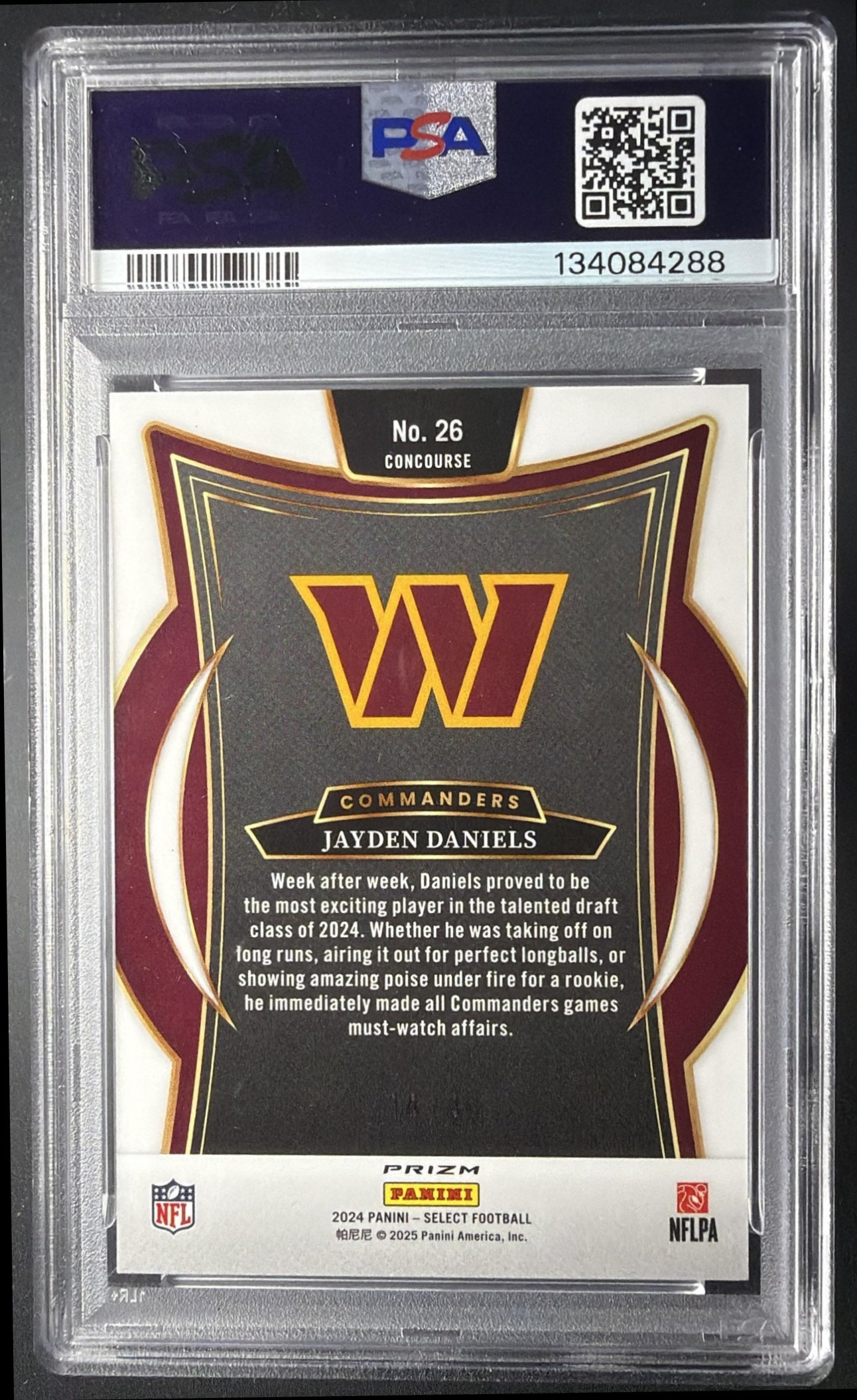 2024 Panini Select Jayden Daniels #26 Concourse Orange /49 Rookie PSA 10