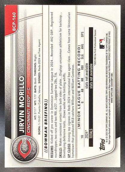 2025 Bowman Chrome Jirvin Morillo #BCP-160 Gold Refractor 16/50 1st Prospect