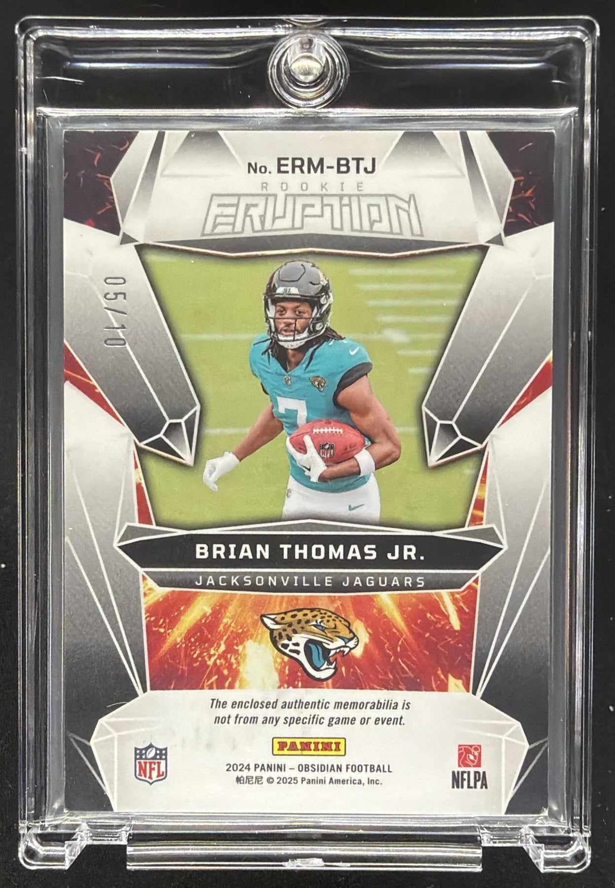 2024 Panini Obsidian Brian Thomas Jr. #ERM-BTJ Rookie Eruption Gold /10 Patch RC