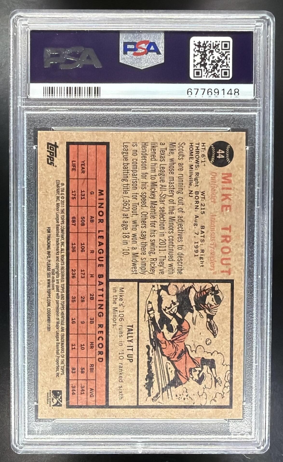 2011 Topps Heritage Minor League Mike Trout #44 RC PSA 9