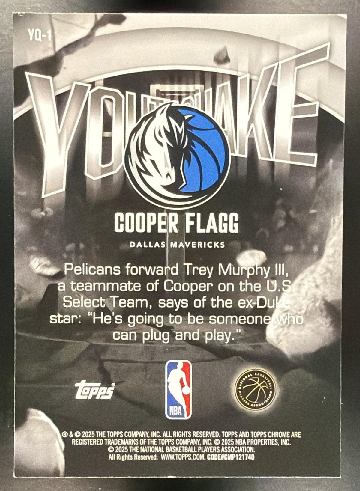 2025 Topps Chrome Cooper Flagg #YQ-1 Youthquake Geometric Purple Refractor /75 RC