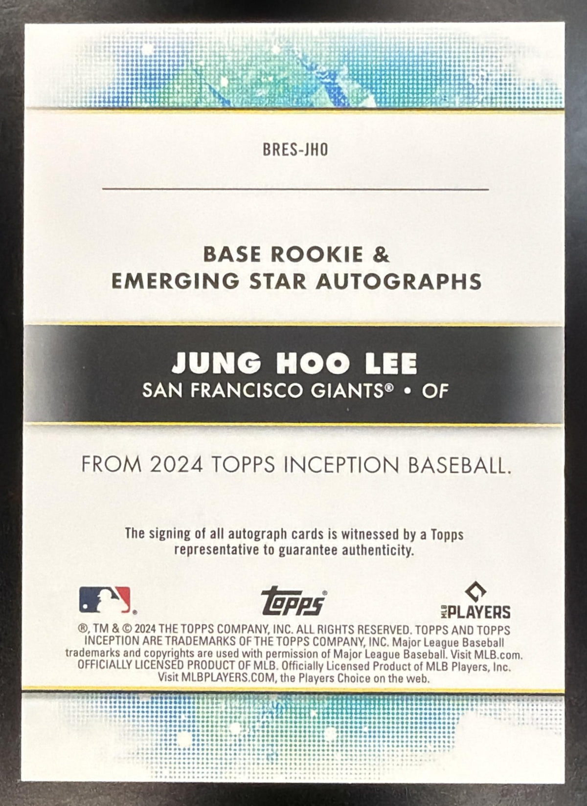 2024 Topps Inception Jung Hoo Lee #BRES-JHO Rookies and Emerging Star Auto 23/149 RC