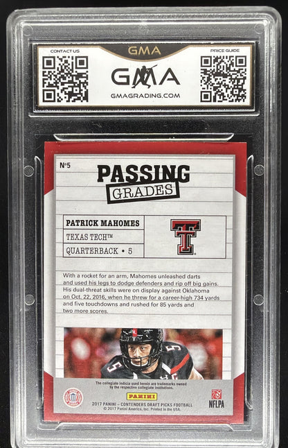 2017 Panini Contenders Draft Picks Patrick Mahomes II #5 Passing Grades RC GMA 10