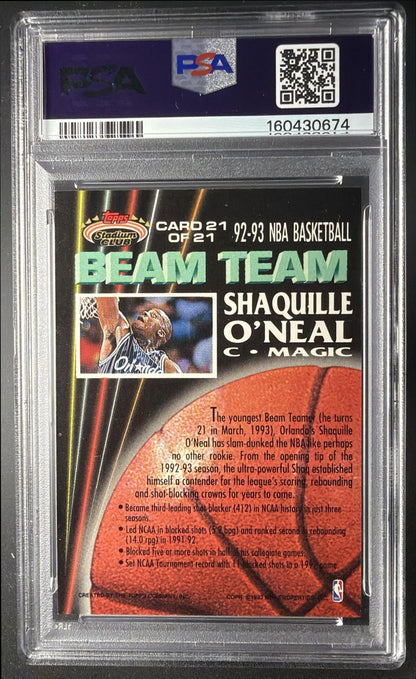 1992-93 Topps Stadium Club Shaquille O'Neal #21 Beam Team RC PSA 8
