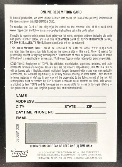 2026 Bowman Andrew Fischer #CPA-AF Chrome Auto HTA Choice Refractor /150 1st Prospect