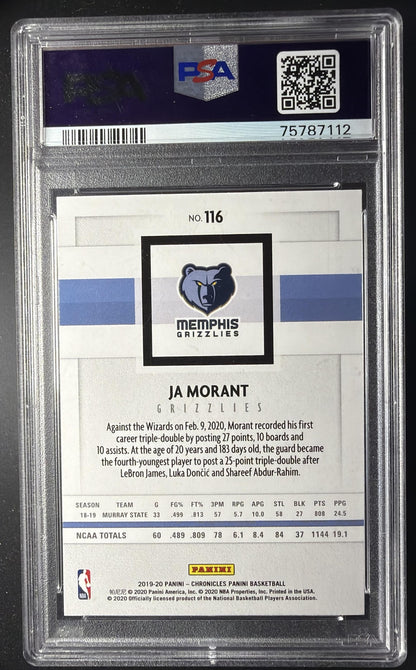 2019-20 Panini Chronicles Ja Morant #116 RC PSA 9