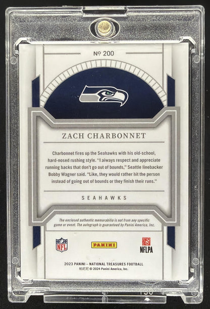 2024 Panini National Treasures Zach Charbonnet Stars And Stripes Rc Patch Auto /25