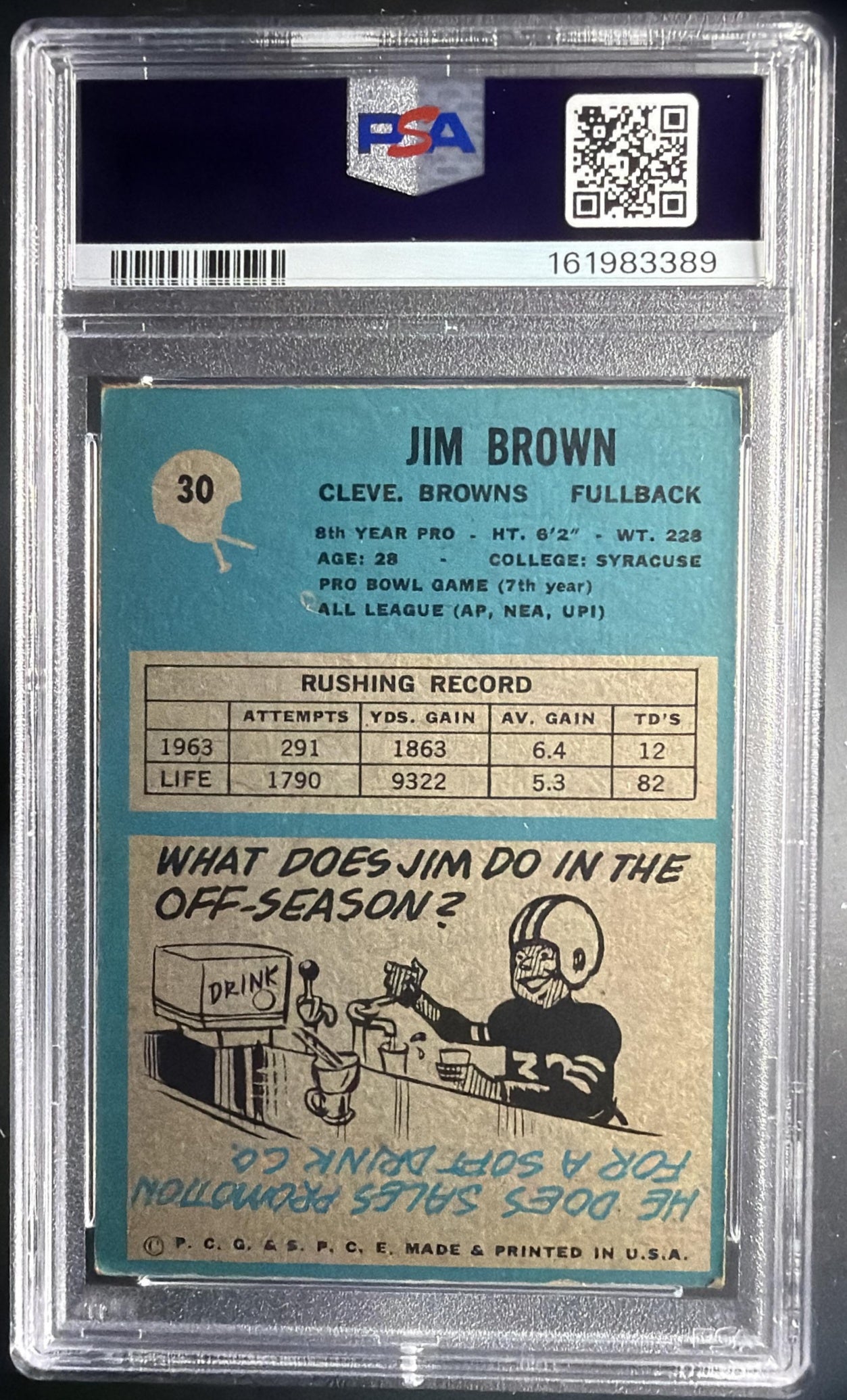 1964 Philadelphia Jim Brown #30 PSA 4
