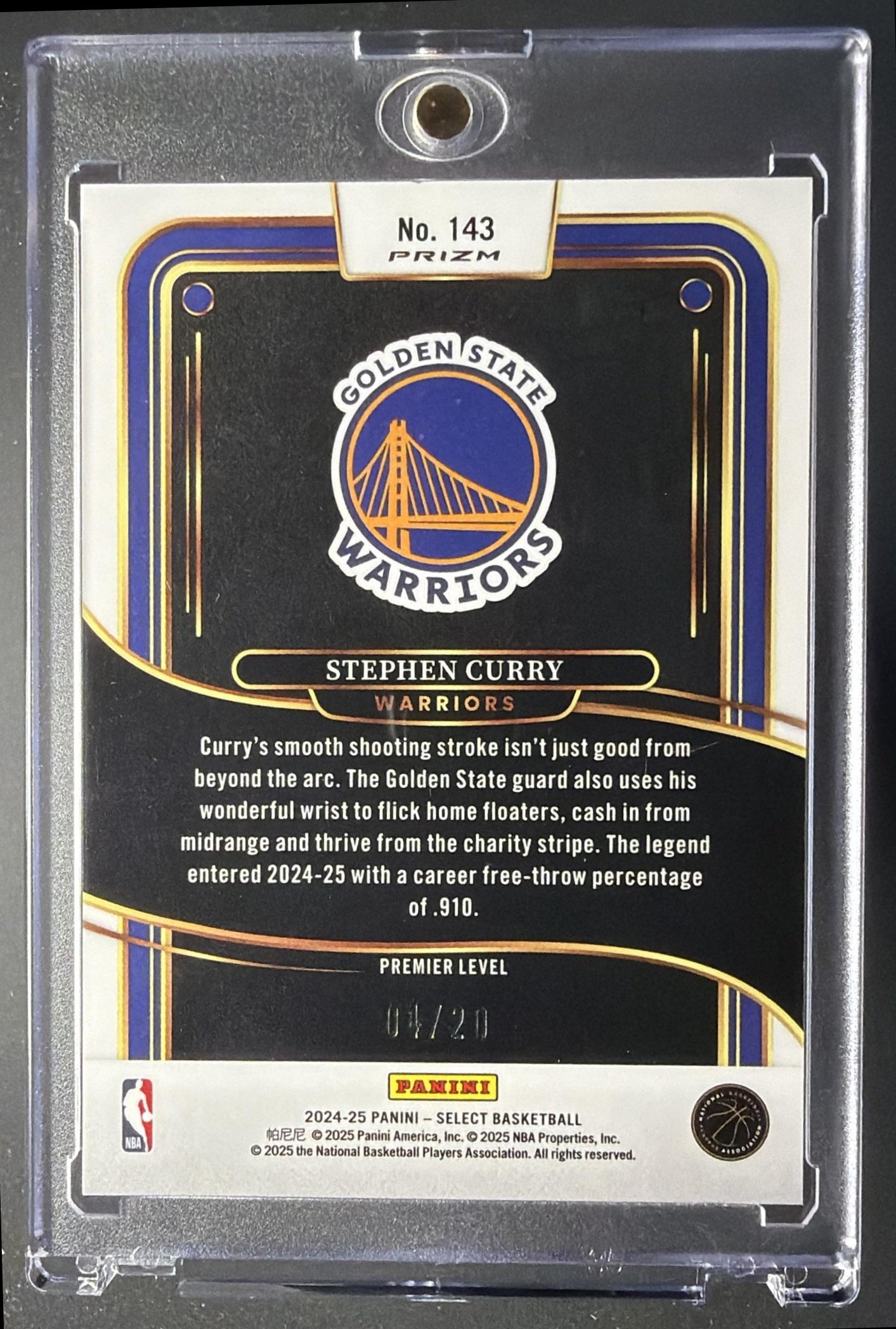 2024-25 Panini Select Stephen Curry #143 Premier Red Mojo Prizm /20