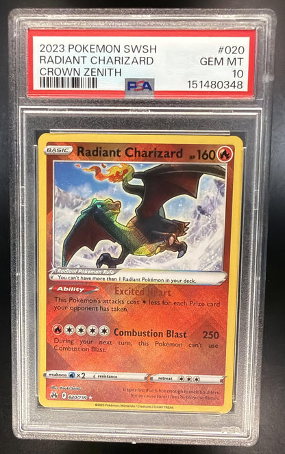 2023 Pokemon Crown Zenith Radiant Charizard 020/159 PSA 10