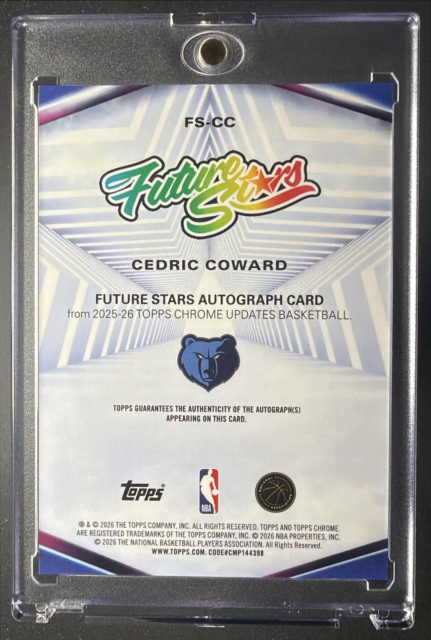 2025-26 Topps Chrome Update Cedric Coward #FS-CC Future Stars Auto Black /10 RC