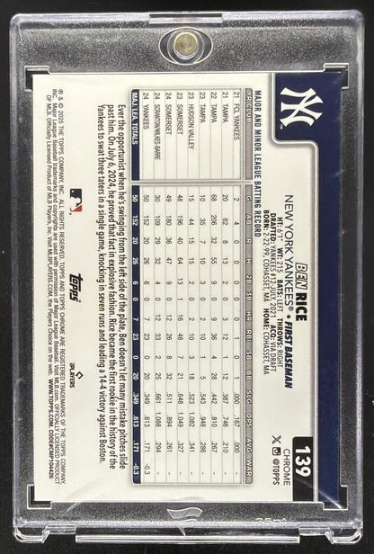 2025 Topps Chrome Ben Rice #139 Green Logofractor 50/99 RC