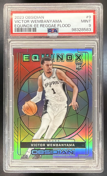 2023 Panini Obsidian Victor Wembanyama #9 Equinox Electric Etch Reggae Flood 1/60 JSY #RC PSA 9