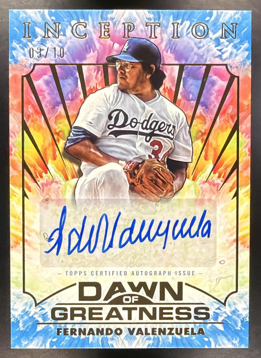 2025 Topps Inception Fernando Valenzuela #DOGA-FV Dawn Of Greatness Blue /25 Auto