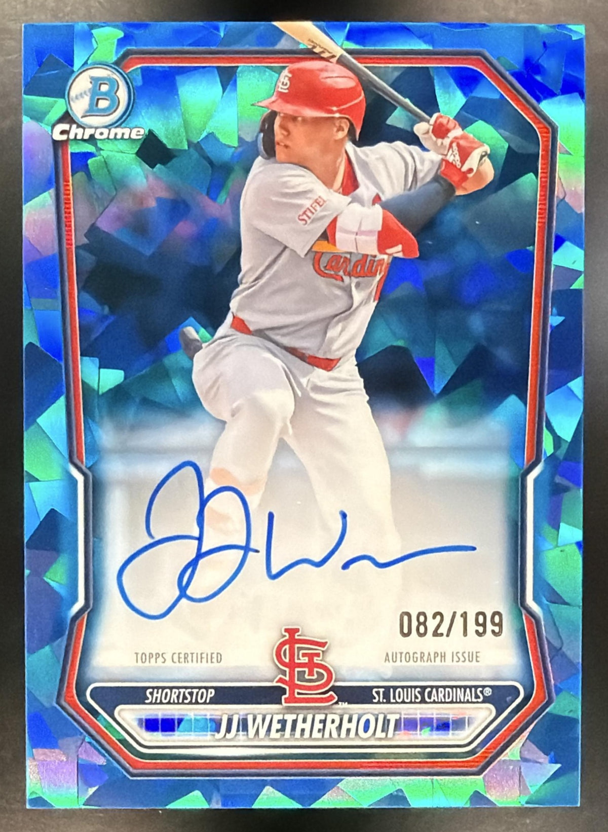2026 Bowman Sapphire JJ Wetherholt #BSPA-JWE Chrome Prospects Auto 82/199