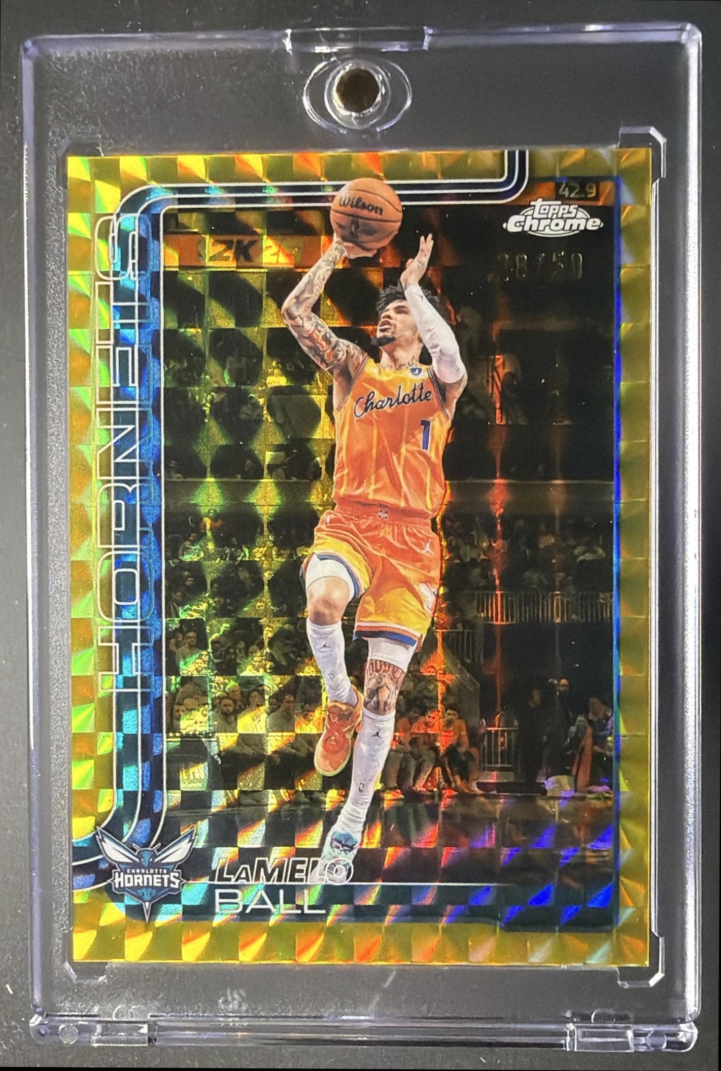 2025-26 Topps Chrome Update LaMelo Ball #50 Gold Geometric Refractor 8/50
