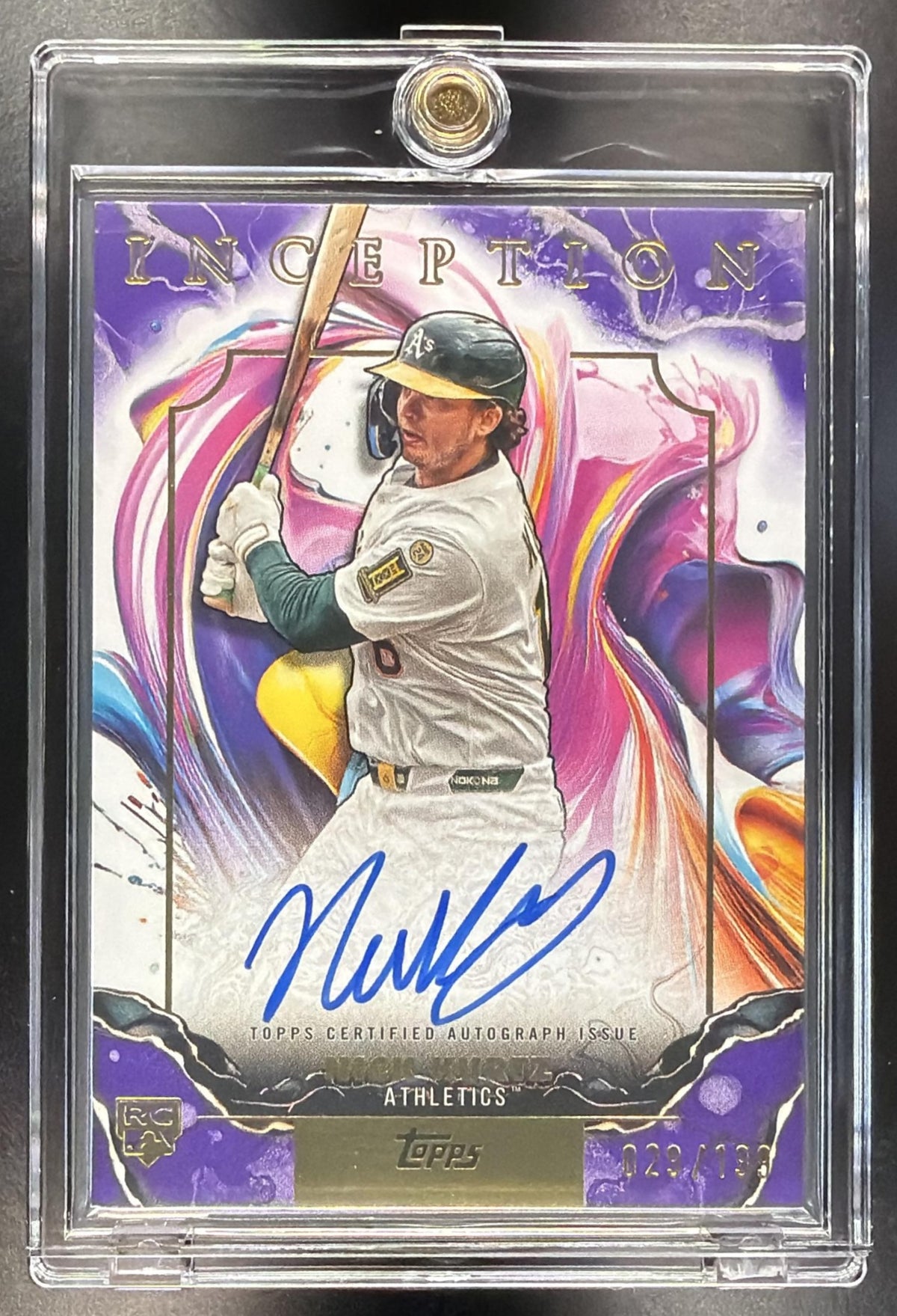 2025 Topps Inception Nick Kurtz #RESA-NKU Rookies And Emerging Stars Auto Purple /199 RC