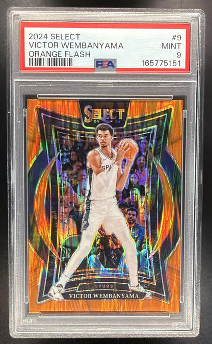 2024-25 Panini Select Victor Wembanyama #9 Concourse Orange Flash Prizm PSA 9