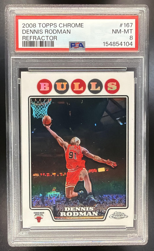 2008-09 Topps Chrome Dennis Rodman #167 Refractor PSA 8