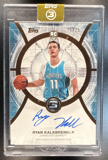 2025-26 Topps Three NBA Ryan Kalkbrenner #RA-RK Auto 15/25 Hornets