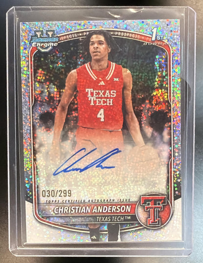 2025-26 Bowman University Christian Anderson #CPA-CA Speckle Refractor Auto 030/299 1st Bowman