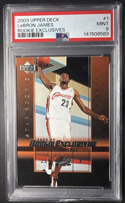 2004-05 Upper Deck Collectibles LeBron James Rookie Exclusives #1 PSA 9