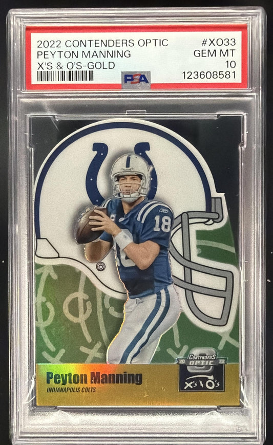 2022 Contenders Optic Peyton Manning X's And O's Gold /10 PSA 10