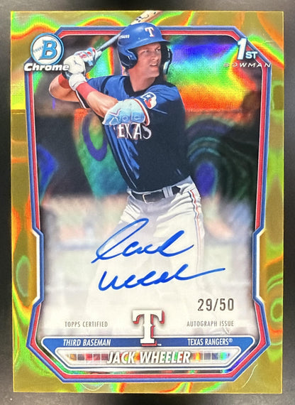 2026 Bowman Jack Wheeler #CPA-JWH Chrome Auto Gold Lava Refractor 29/50 1st Prospect
