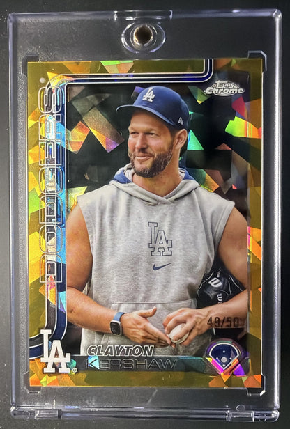 2025 Topps Chrome LogoFractor Clayton Kershaw #88 Image Variation Gold Refractor /50