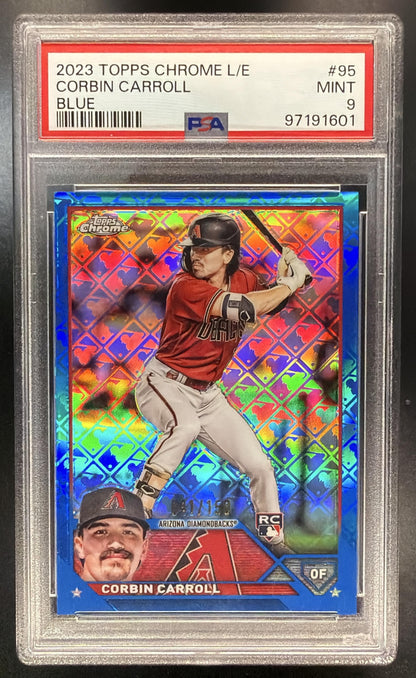 2023 Topps Chrome Logofractor Corbin Carroll #95 Blue 41/150 RC PSA 9