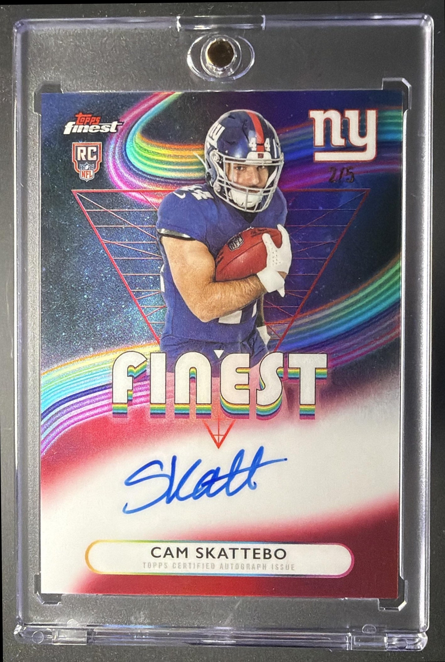 2025 Topps Finest Cam Skattebo #RFA-CS Rookie Auto Red Refractor 2/5 RC