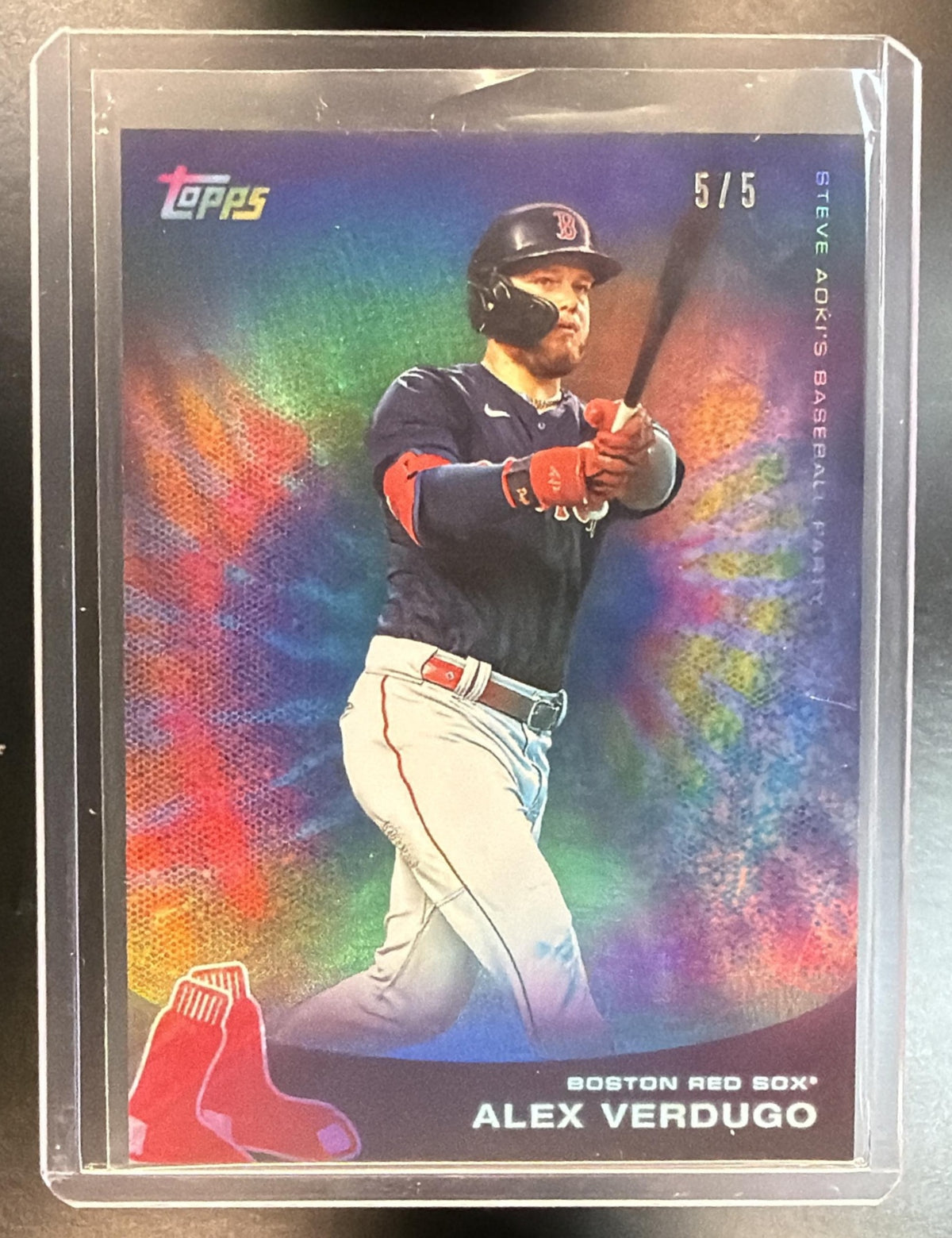 2022 Topps x Steve Aoki Party Alex Verdugo #108 Tie-Dye Glitter Blast 5/5 Red Sox
